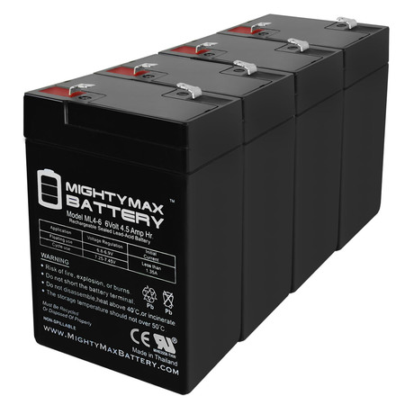 MIGHTY MAX BATTERY Exit Sign Battery 6V 4.5Ah backup - 4 Pack ML4-6MP4810628